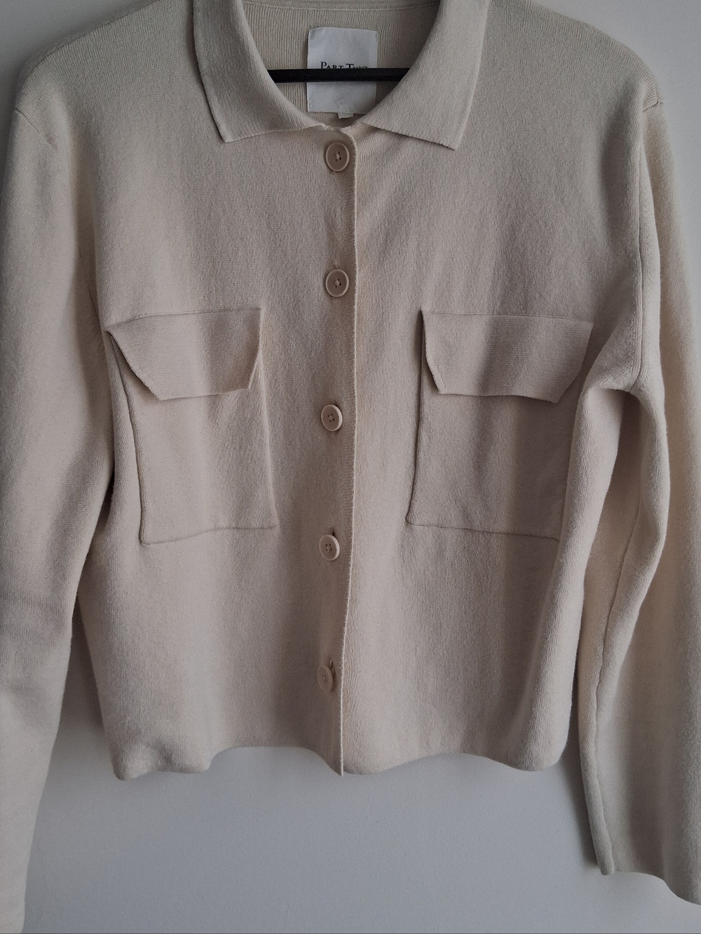 Part Two Frieda Cotton Cardigan Knit Jacket Size Large Pocket Collar Style EUC - Picture 6 of 11